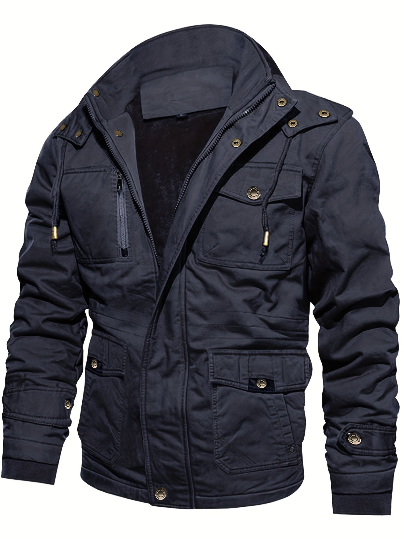gbolsos Men's Hooded Military Tactical Jacket Windbreak Fleece Coat