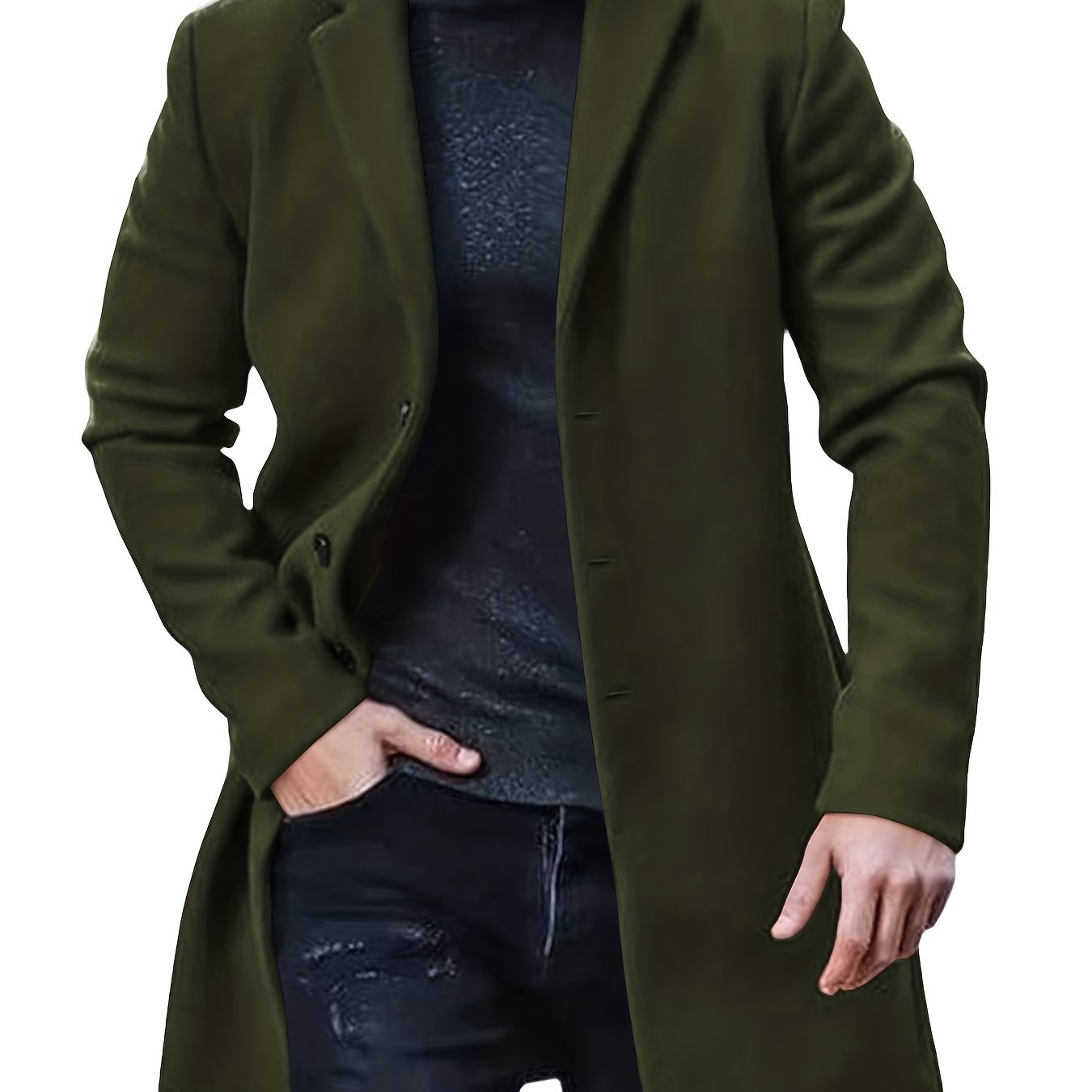 gbolsos Men's Retro Trench Coat, Semi-formal Warm Single Breasted Overcoat For Fall Winter Business