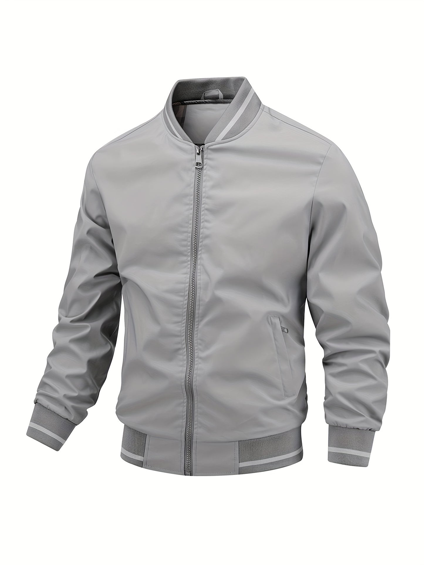 gbolsos Men's Casual Zipper Long Sleeve Stand Collar Pockets Jackets For Fall & Winter
