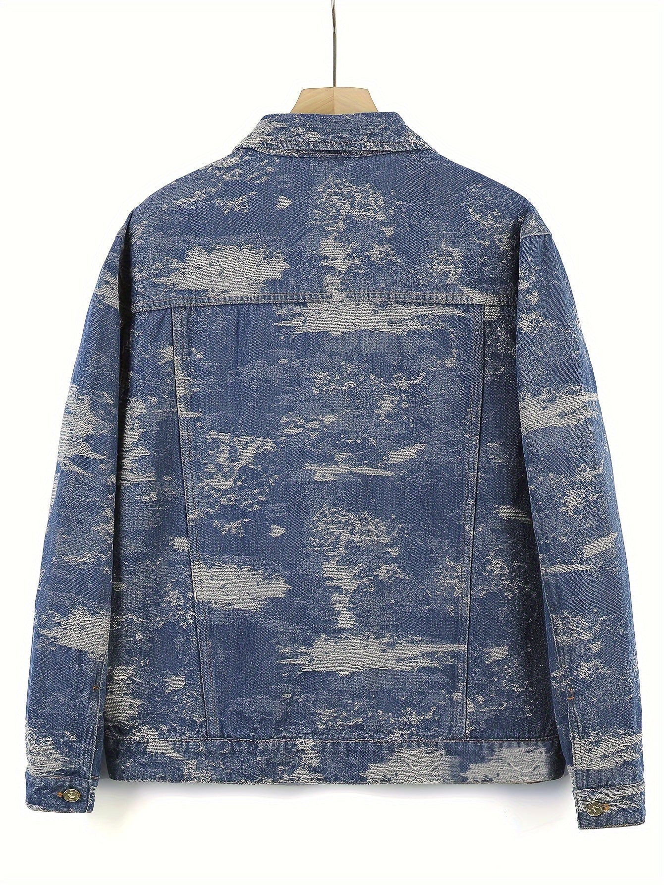 gbolsos Men's Casual Jacquard Set, Turndown Collar Chest Pocket Jacket And Loose Trendy Straight Leg Pants For Spring Autumn