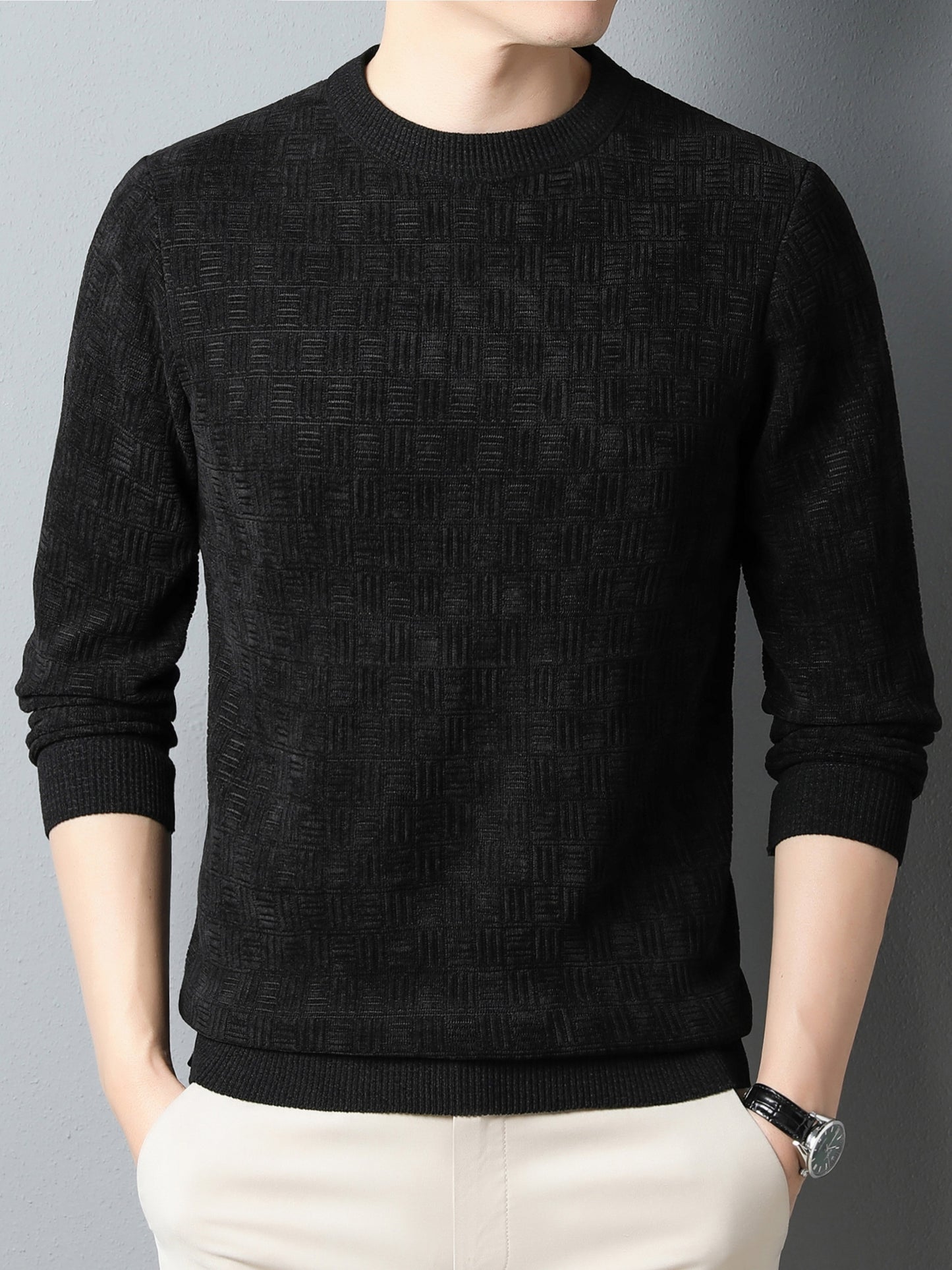 gbolsos Winter New Men's Casual Sweater Round Neck Plus Thick Base Warm Sweater Best Sellers