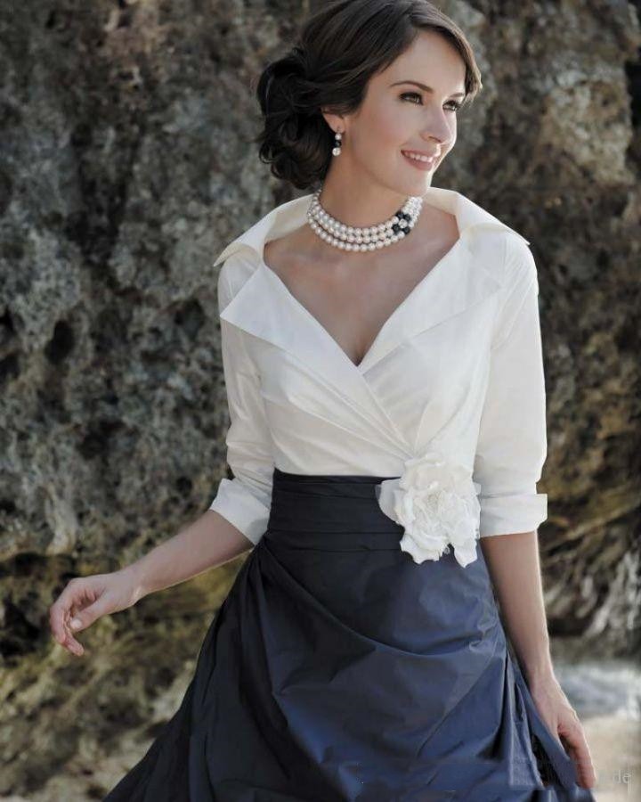 Gbolsos Vintage White Shirt Black Skirt Mother Of The Bride Dresses Long Sleeves Custom Elegant Formal Wedding Dress Evening Gown