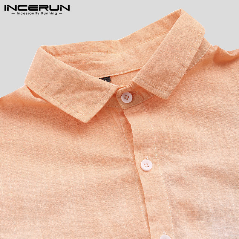 GbolsosMen's Shirt Fashion Cotton Long Sleeve Hanging Dyed Gradient Button Chic High Street Men Casual Shirts Camisa S-5XL INCERUN