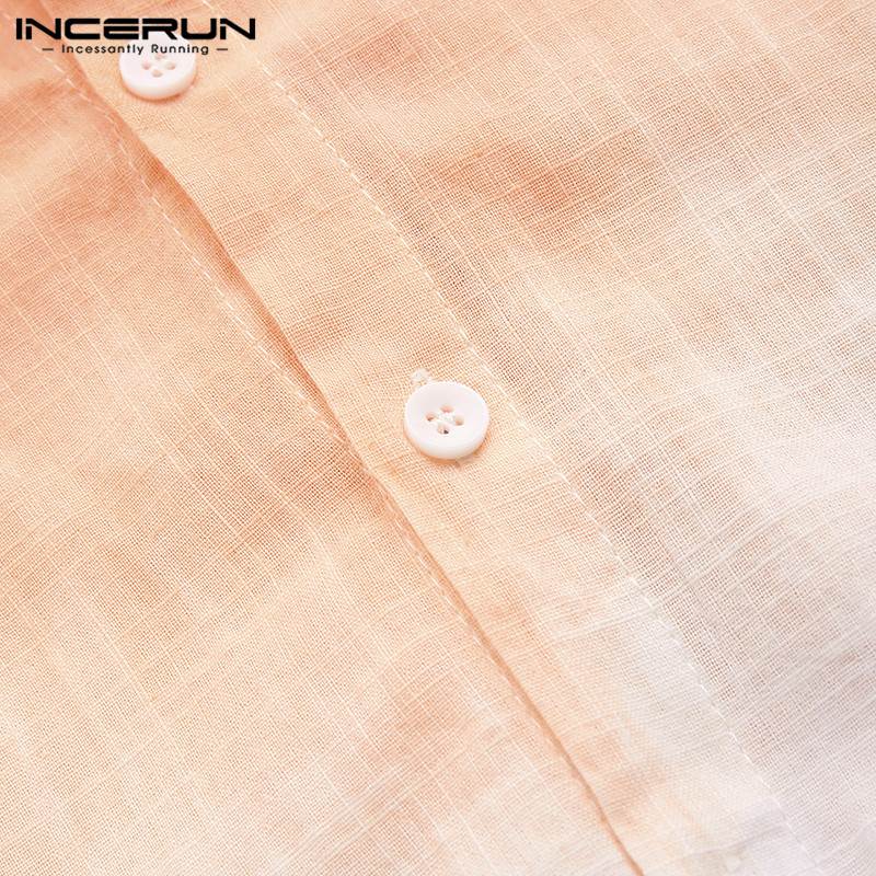 GbolsosMen's Shirt Fashion Cotton Long Sleeve Hanging Dyed Gradient Button Chic High Street Men Casual Shirts Camisa S-5XL INCERUN