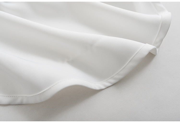 Gbolsos New Chiffon White V-neck Women's Blouses Long Sleeve Spring High Street Shirt Ladies Top Chemisier S-XXL Solid Color