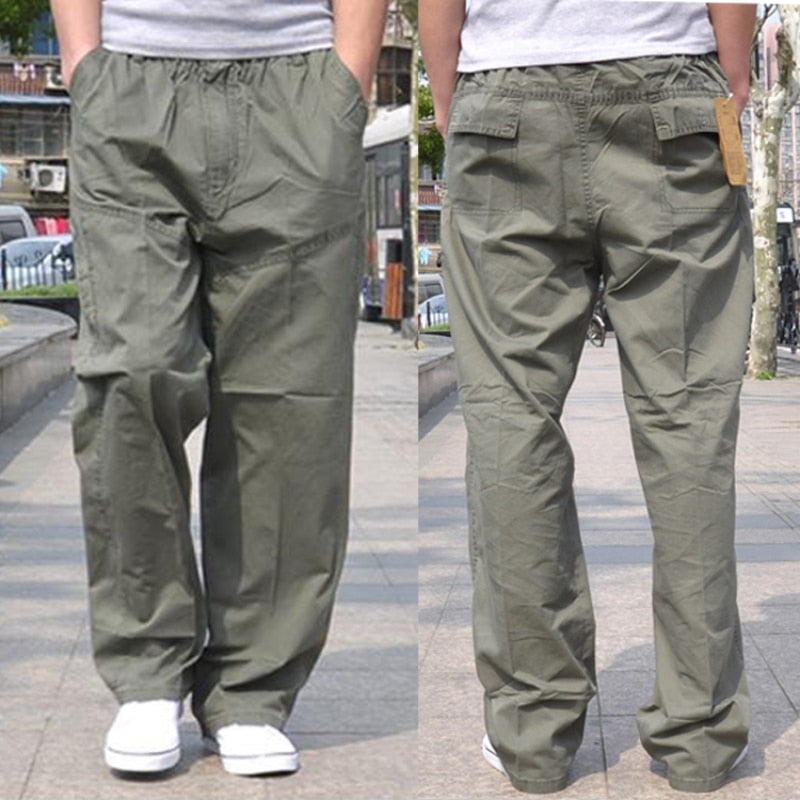 Gbolsos New Arrival Fashion Summer Men Casual Pants Loose Thin Cotton Overalls Straight Full Length Large Plus Size L-3XL4XL5XL6XL