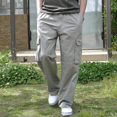 Gbolsos New Arrival Fashion Summer Men Casual Pants Loose Thin Cotton Overalls Straight Full Length Large Plus Size L-3XL4XL5XL6XL