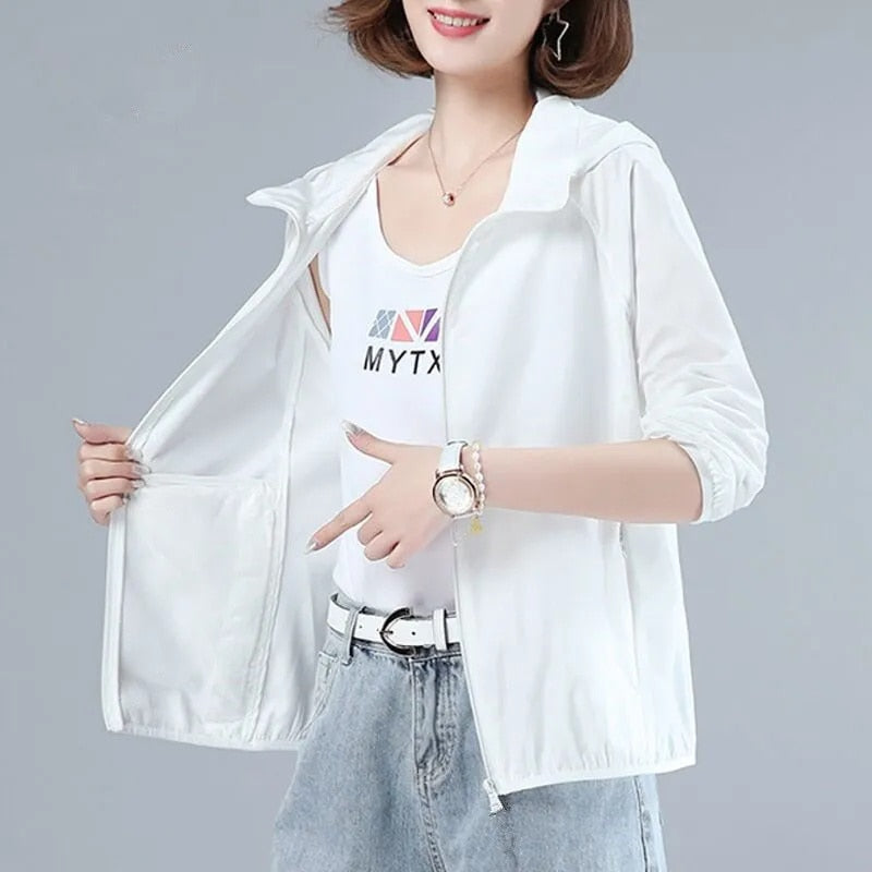 Gbolsos Female Summer New Camouflage Thin Sun Protection Clothing Women Short Anti-Ultraviolet Korean Sun Protection Clothing