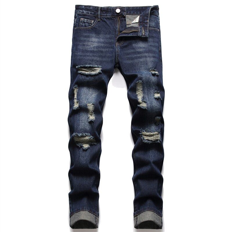 Gbolsos Autumn New Fashion Retro Hole Jeans Men Pants Cotton Denim Trouser Male Plus Size High Quality Jeans Dropshipping
