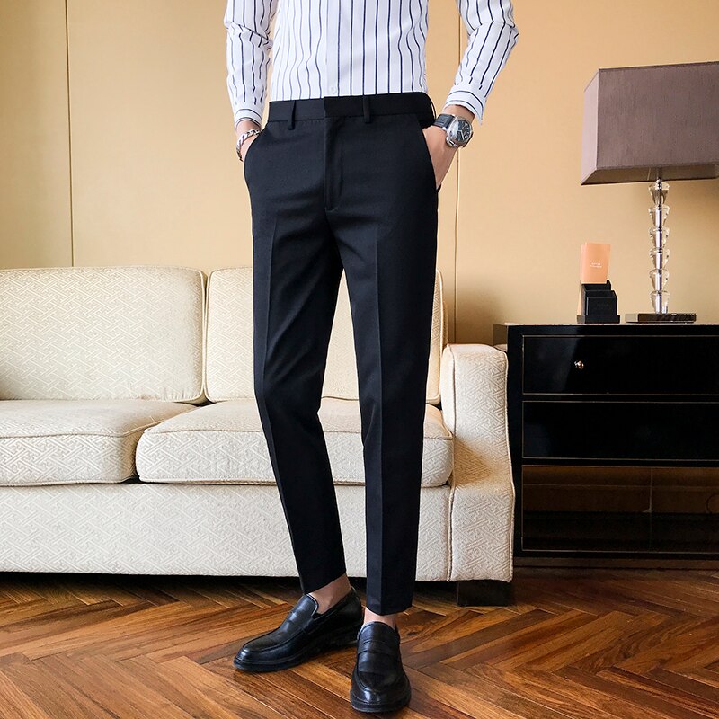 Gbolsos 2023 New Business Dress Pants Men Solid Color Office Social Formal Suit Pants Casual Streetwear Wedding Trousers Pantalon Homme