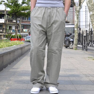Gbolsos New Arrival Fashion Summer Men Casual Pants Loose Thin Cotton Overalls Straight Full Length Large Plus Size L-3XL4XL5XL6XL