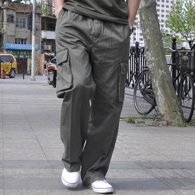 Gbolsos New Arrival Fashion Summer Men Casual Pants Loose Thin Cotton Overalls Straight Full Length Large Plus Size L-3XL4XL5XL6XL