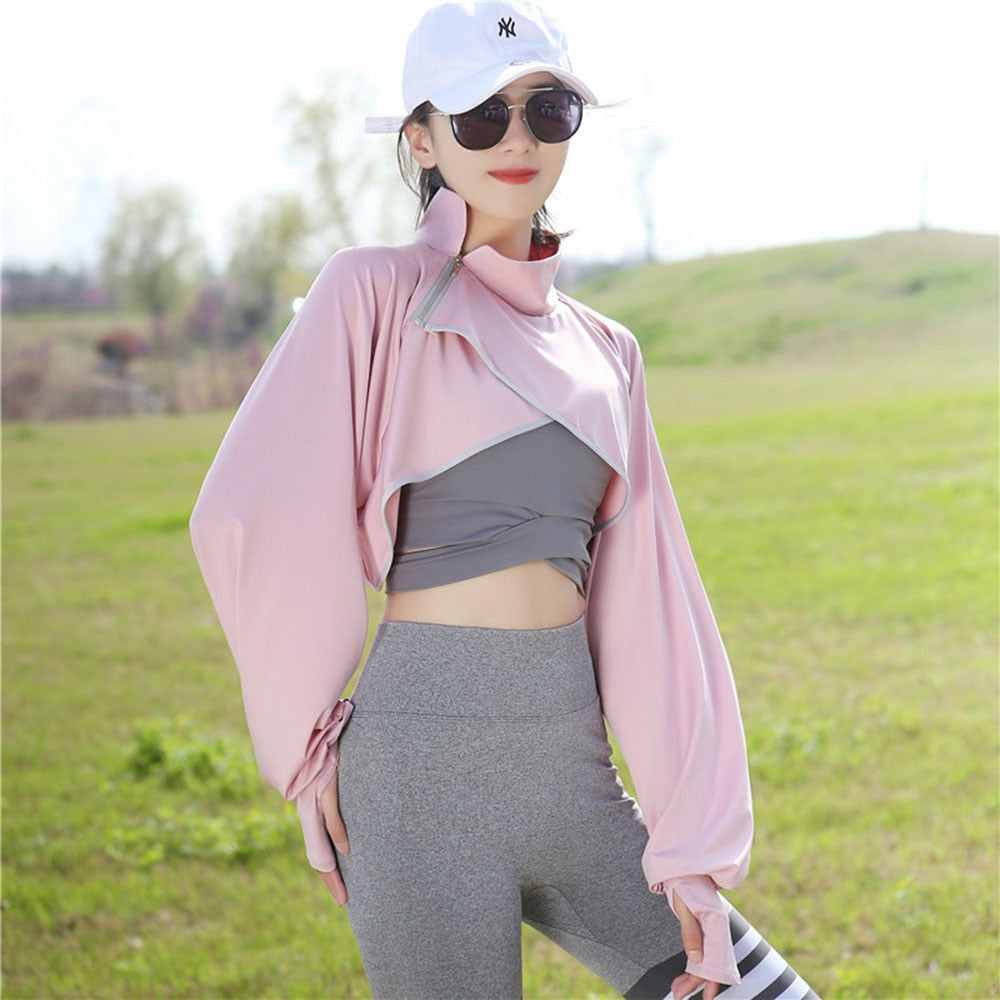 Gbolsos Summer Casual Solid Shawl Long Batwing Sleeve Capes Ponchos Outdoor Cycling Cloak Anti UV Loose Light Sun Protection Cross Coats