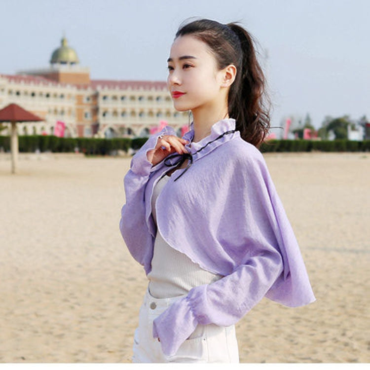 Gbolsos Summer Casual Solid Shawl Long Batwing Sleeve Capes Ponchos Outdoor Cycling Cloak Anti UV Loose Light Sun Protection Cross Coats
