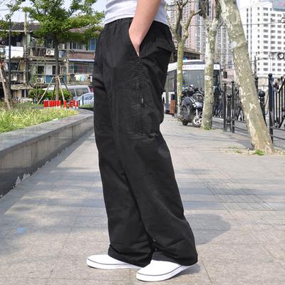 Gbolsos New Arrival Fashion Summer Men Casual Pants Loose Thin Cotton Overalls Straight Full Length Large Plus Size L-3XL4XL5XL6XL