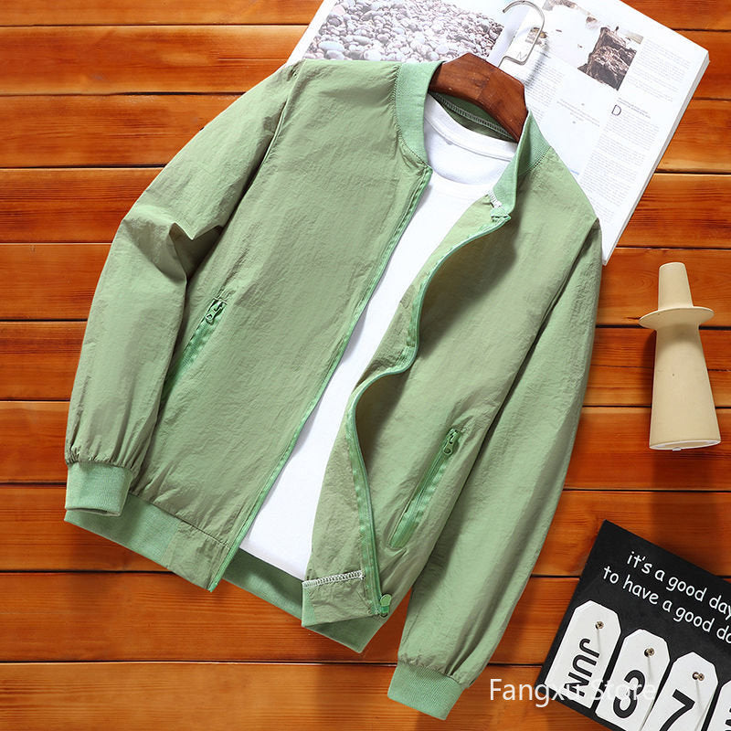 Gbolsos Men Summer Thin Sun Protection Jacket Outdoor Zipper Waterproof Quick Dry Skin Windbreaker Breathable Loose Casual Cycling Coats