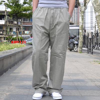Gbolsos New Arrival Fashion Summer Men Casual Pants Loose Thin Cotton Overalls Straight Full Length Large Plus Size L-3XL4XL5XL6XL