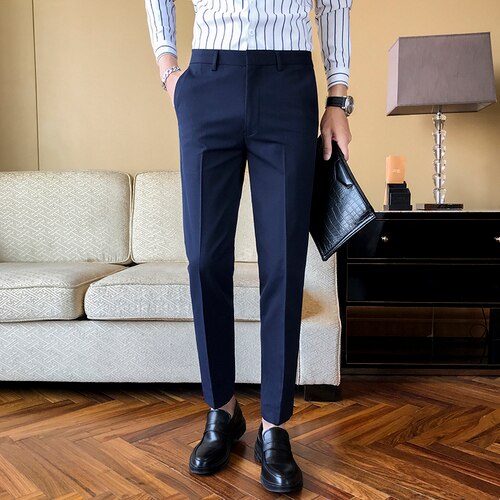 Gbolsos 2023 New Business Dress Pants Men Solid Color Office Social Formal Suit Pants Casual Streetwear Wedding Trousers Pantalon Homme