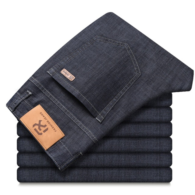 Gbolsos2021 Summer New Men's Thin Tencel Jeans Business Casual Elastic Comfort Straight Denim Pants Male High Quality Brand Trousers