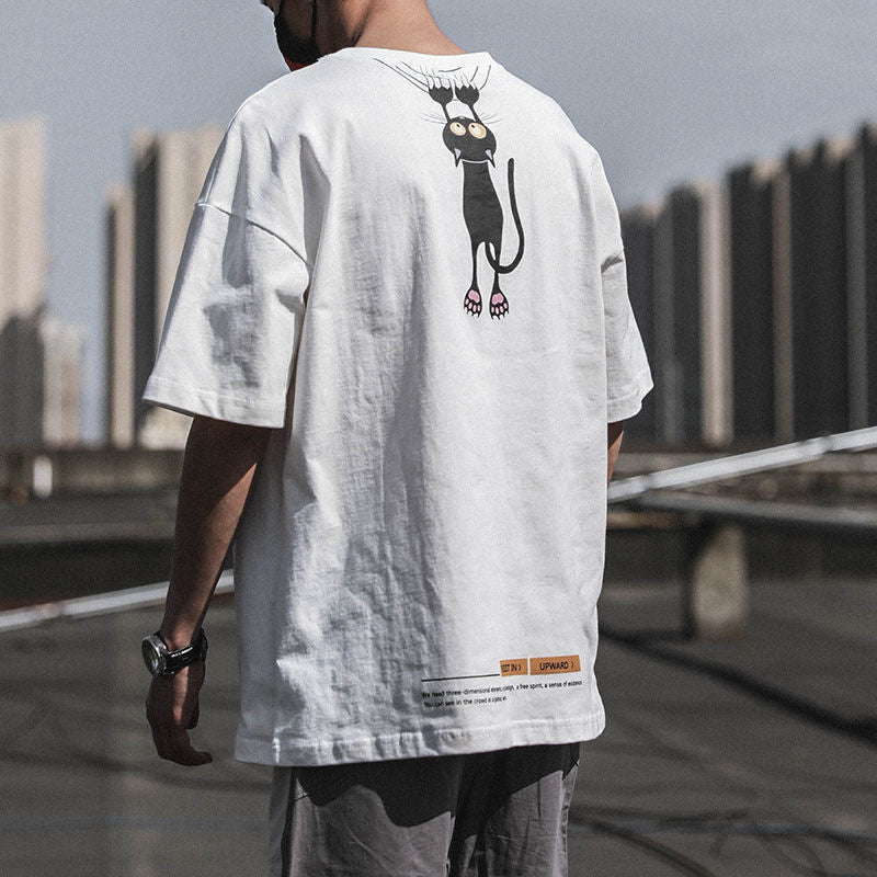 GbolsosSummer Print T-shirt Men Half Sleeve Tee Shirt Fashion Brand Fashion Streetwear Loose Japan Style Oversize Top Men 2021