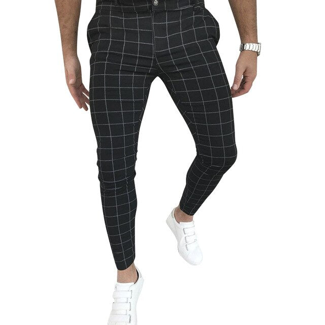 New own plaid pants placket button zipper trend all-match casual trousers