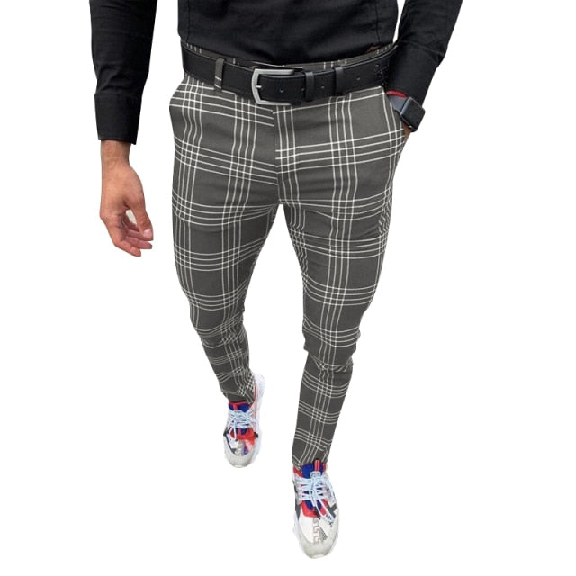 New own plaid pants placket button zipper trend all-match casual trousers
