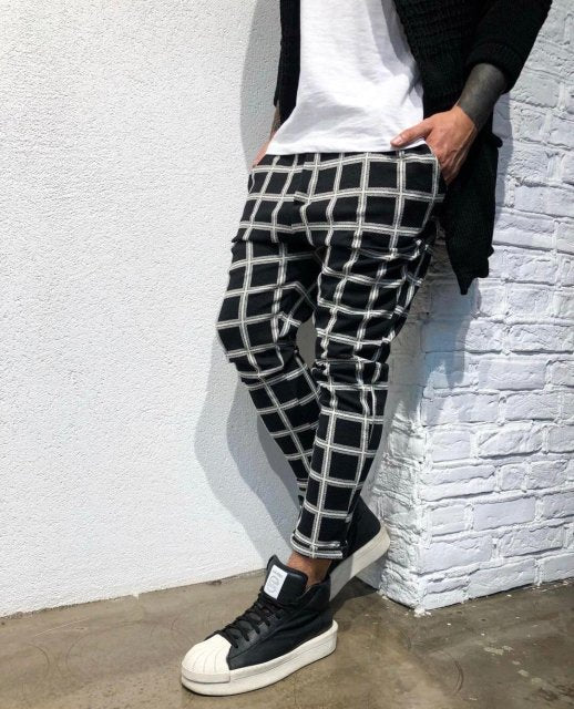 GbolsosPants Men Joggers Sweatpants 2021 Autumn Streetwear Trousers Plaid Casual Sports Mens Pants