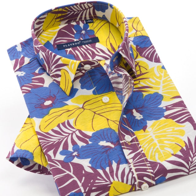 GbolsosMen's short sleeve Hawaiian shirt, quick-drying shirt, larger Asian size, summer 2021, casual and floral, beach,XXL-10XL for men