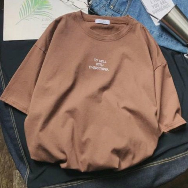 Men Short Sleeve T-shirts Loose Harajuku Plus Size 4XL Letter Printed Chic Simple All-match Mens Korean Style Ulzzang Leisure