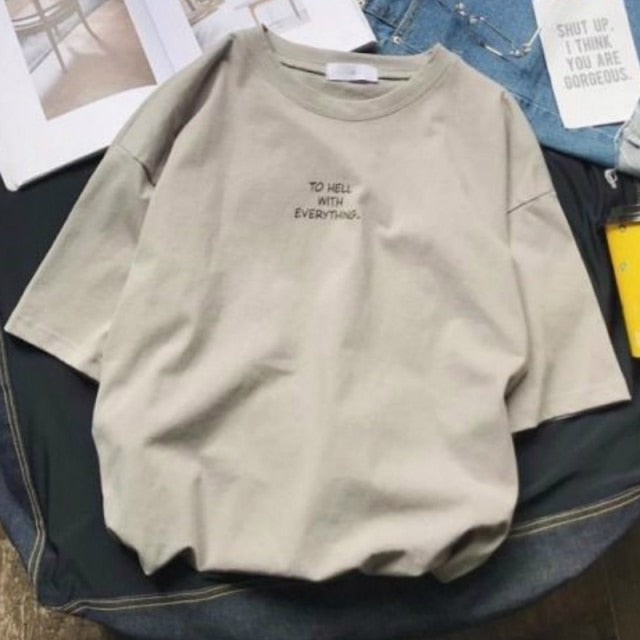 Men Short Sleeve T-shirts Loose Harajuku Plus Size 4XL Letter Printed Chic Simple All-match Mens Korean Style Ulzzang Leisure