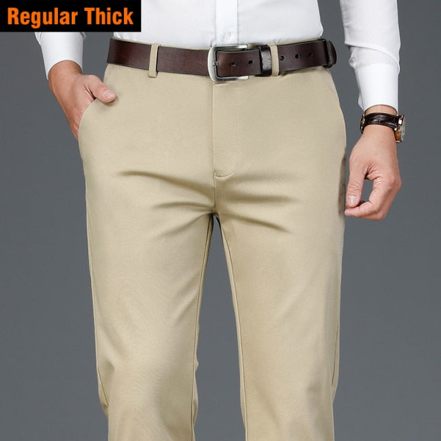 Gbolsos2022 Autumn New Men's Bamboo Fiber Casual Pants Classic Style Business Fashion Khaki Stretch Cotton Trousers Male Brand Clothes