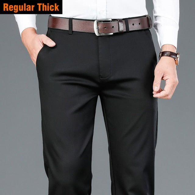Gbolsos2022 Autumn New Men's Bamboo Fiber Casual Pants Classic Style Business Fashion Khaki Stretch Cotton Trousers Male Brand Clothes