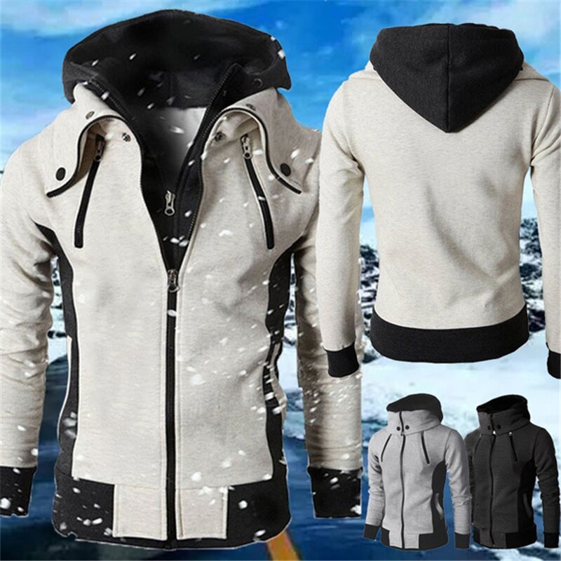 Gbolsos2021 Autumn Men Hooded Coat Men Fake Two-piece Hoodies DC Zipper Pullover Jacket Male Winter Cotton Thick Warm Man Clothing Tops