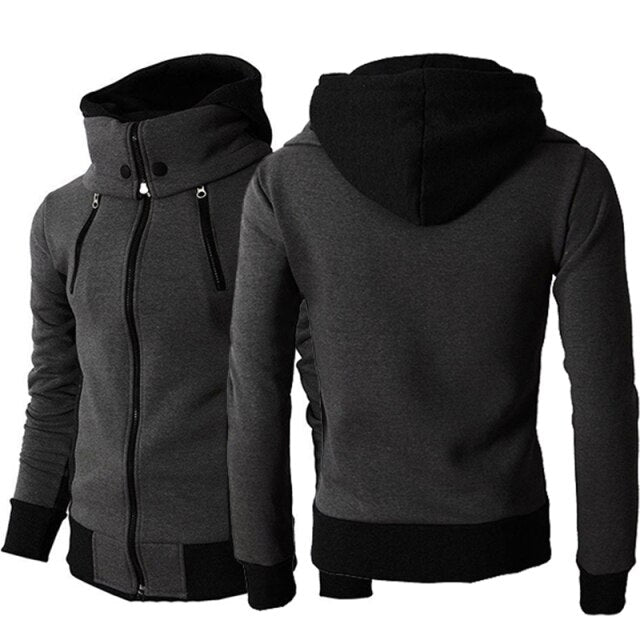 Gbolsos2021 Autumn Men Hooded Coat Men Fake Two-piece Hoodies DC Zipper Pullover Jacket Male Winter Cotton Thick Warm Man Clothing Tops