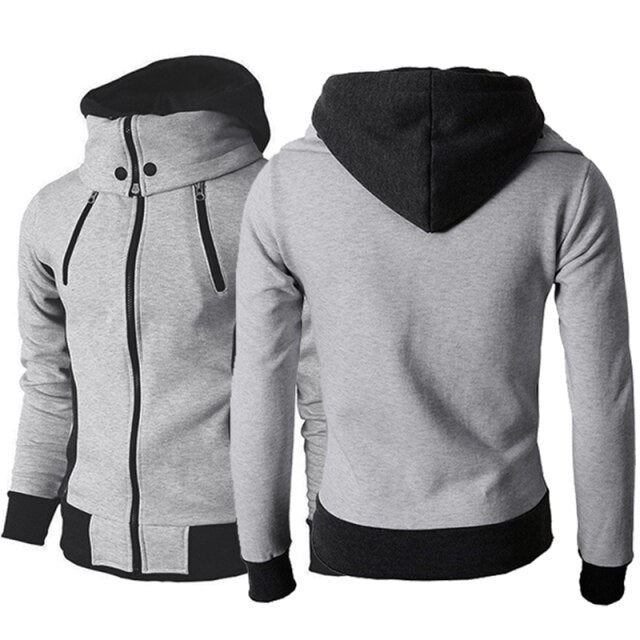 Gbolsos2021 Autumn Men Hooded Coat Men Fake Two-piece Hoodies DC Zipper Pullover Jacket Male Winter Cotton Thick Warm Man Clothing Tops