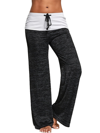 Wide Leg Elastic Yoga Pants, Loose Casual Drawstring Pants, Women's Clothing