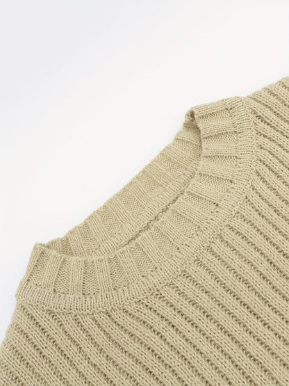 gbolsos  Fashionable Men's Solid Color Knit Sweater Plus Size Male's Pullover Sweater For Autumn And Winter, Leisurewear For Big And Tall Guys
