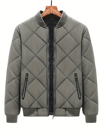 gbolsos  Warm Fleece Thickened Jacket, Men's Casual Baseball Collar Zip Up Jacket Coat For Fall Winter