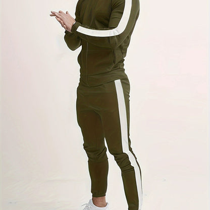 gbolsos  Classic Men's Athletic 2 Piece Tracksuit Set Casual Full-Zip Sweatsuits Long Sleeve Jacket And Jogging Pants Set For Gym Workout Running