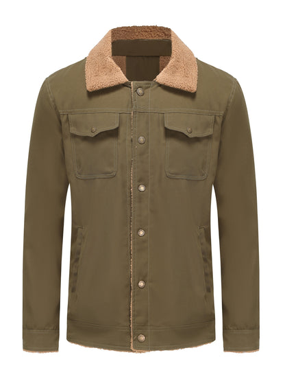 gbolsos  Men's Warm Fleece Cargo Jacket For Fall Winter, Casual Warm Thick Coat For Outdoor Activities
