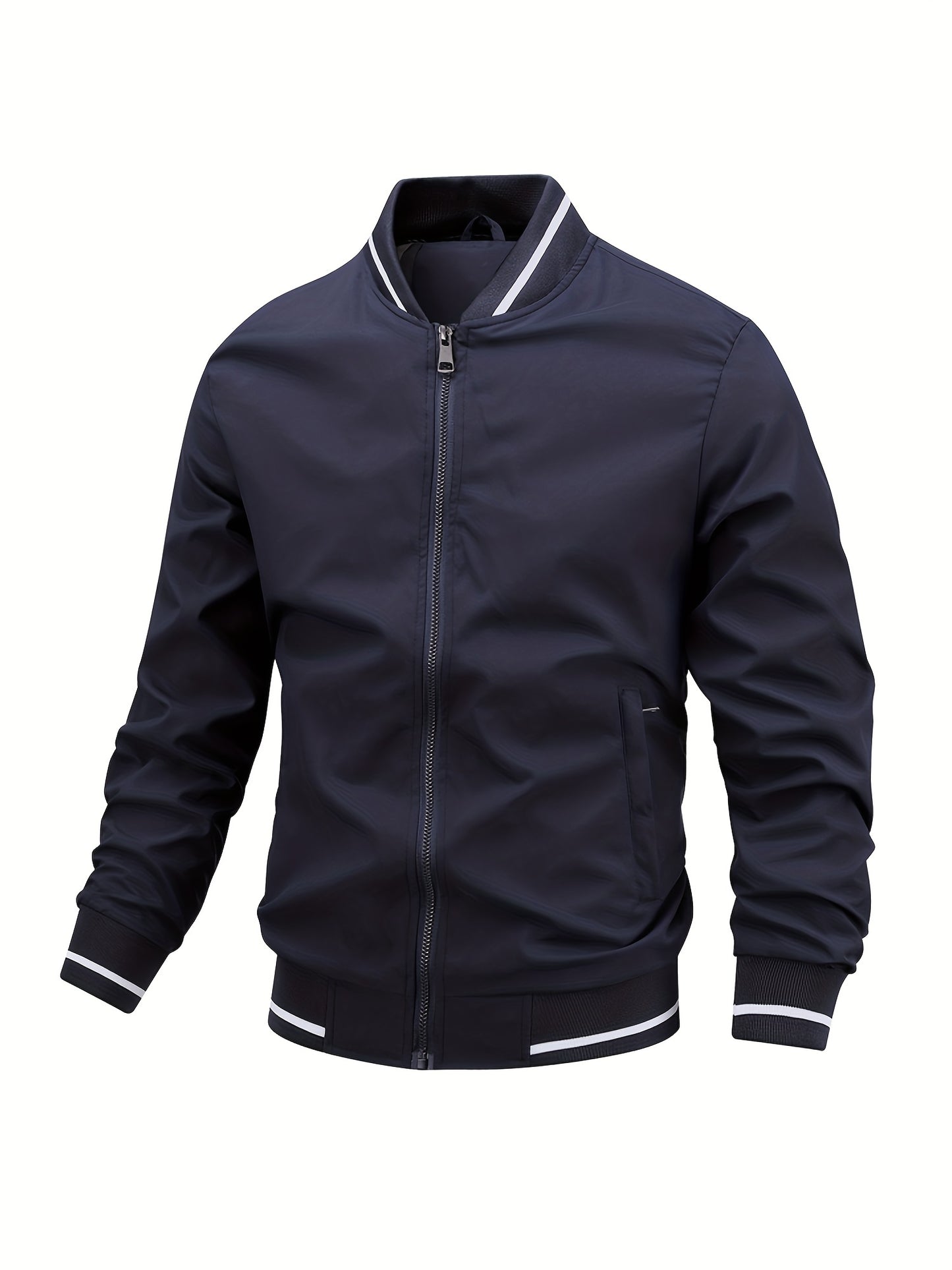 gbolsos  Men's Casual Zipper Long Sleeve Stand Collar Pockets Jackets For Fall & Winter