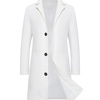 gbolsos  New Men's Mid-length Woolen Single Breasted Trench Coat Jacket