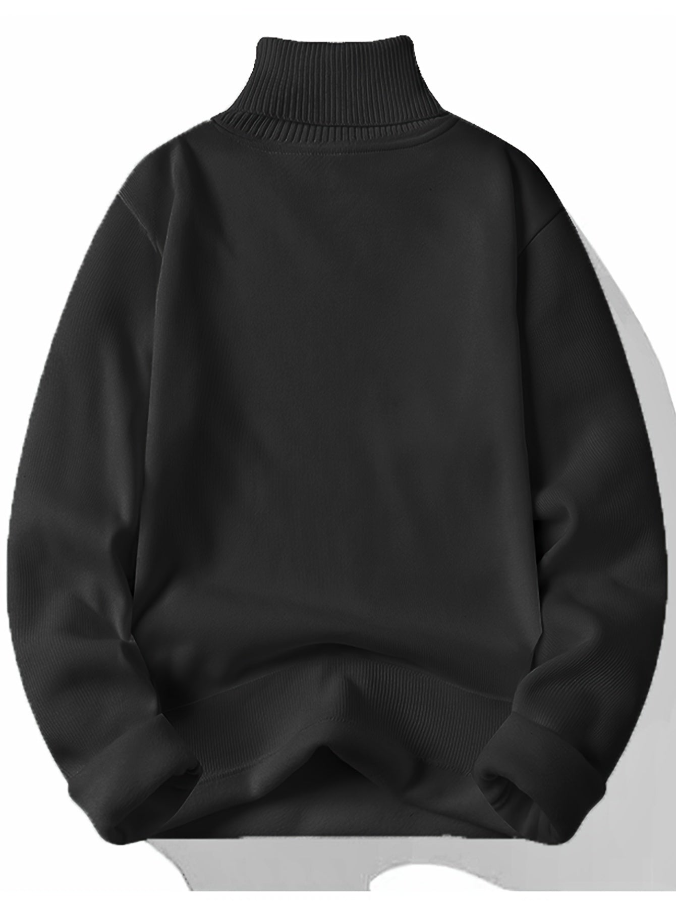 gbolsos  Turtle Neck Knitted Sweater, Men's Casual Warm Solid Slightly Stretch Pullover Sweater For Fall Winter