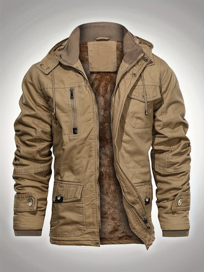 gbolsos  Men's Hooded Military Tactical Jacket Windbreak Fleece Coat