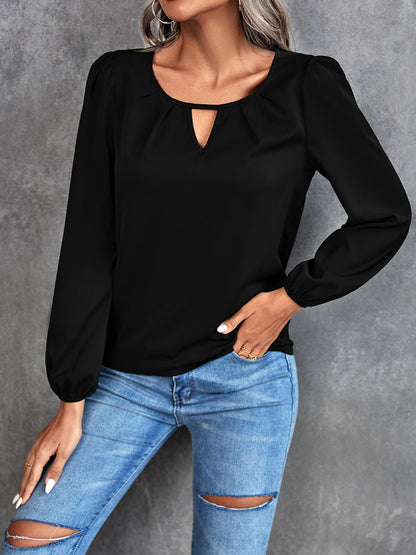 Women's Blouse Solid Classic Casual Gathered Casual Loose Long Sleeve Blouse