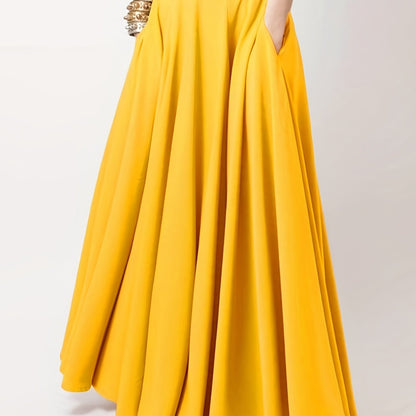 gbolsos  High Waist Pleated Skirts, Casual Zipper Solid Maxi Skirts, Women's Clothing