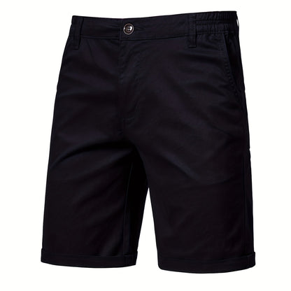 gbolsos   Men's Classic Fit Cotton Twill Flat Front Solid Chino Short With Slant Pockets And Elastic Waist
