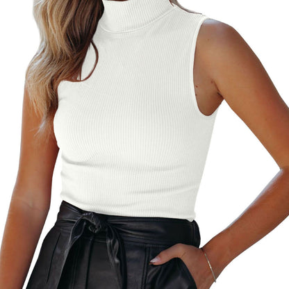 gbolsos  Women's Sweater Casual Solid Turtleneck Knit Sweater Vest