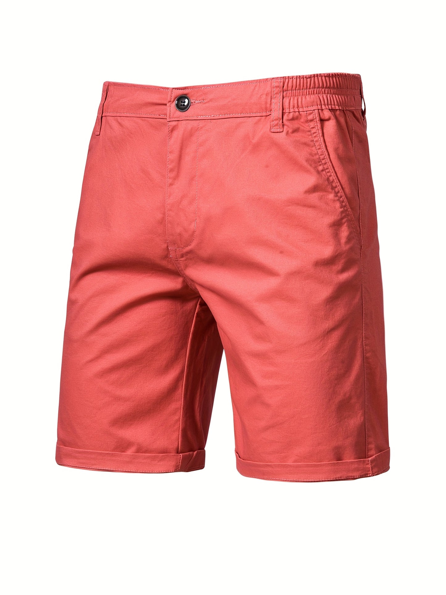 gbolsos   Men's Classic Fit Cotton Twill Flat Front Solid Chino Short With Slant Pockets And Elastic Waist