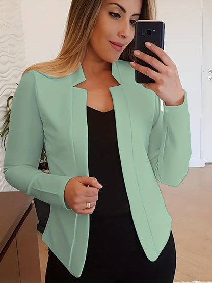 gbolsos  Solid Split Open Front Blazer, Elegant Long Sleeve Blazer, Elegant & Stylish Tops For Office & Work, Women's Clothing